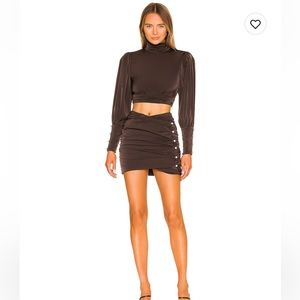 NWT Camila Coelho Ames Mini Skirt and Kristen Top in Chocolate Brown size small